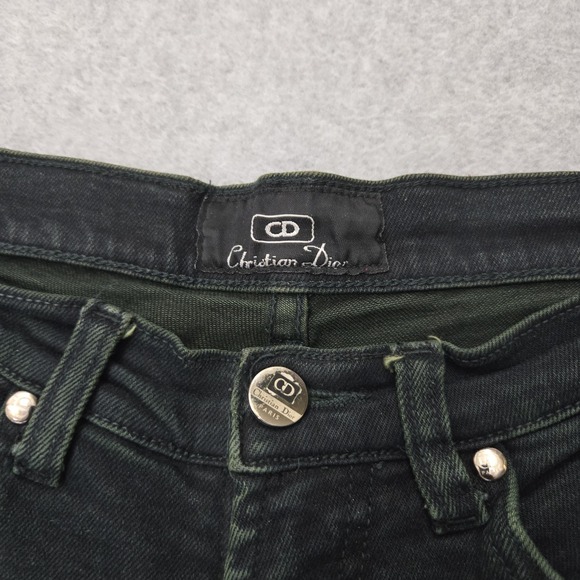 Christian Dior Jeans Womens 27 Green Straight Leg High Rise Made in France 90s - Picture 5 of 16
